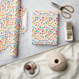 Seamless Pattern Assorted Candies Wrapping Paper