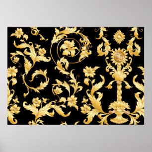 Seamless pattern, background In baroque, rococo, v Poster
