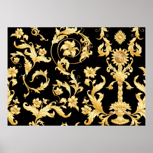 Seamless pattern, background In baroque, rococo, v Poster (Front)