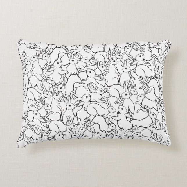 Seamless pattern, background with cute rabbits, ha accent pillow (Front)