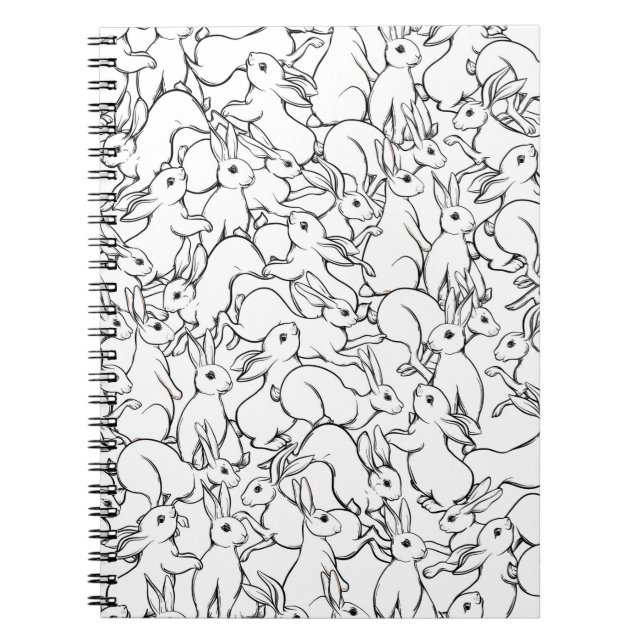 Seamless pattern, background with cute rabbits, ha notebook (Front)