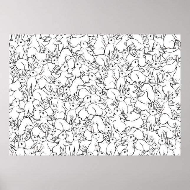Seamless pattern, background with cute rabbits, ha poster (Front)