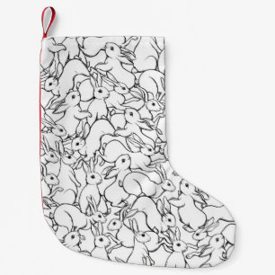 Seamless pattern, background with cute rabbits, ha small christmas stocking