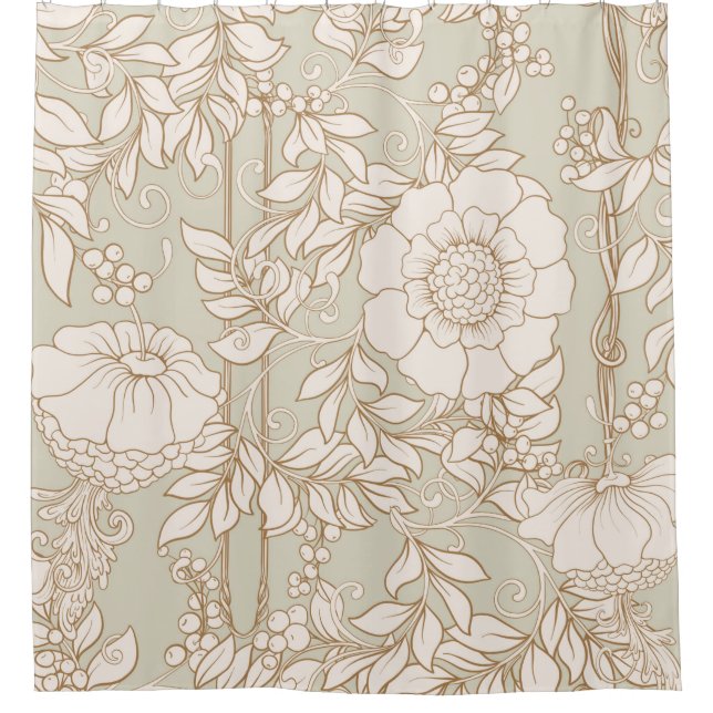 Seamless pattern, background with decorative flowe shower curtain (Front)