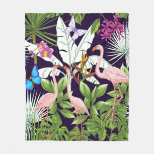 Seamless pattern, background with flamingo and tro fleece blanket