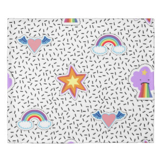 Seamless pattern background with patch cartoon sta duvet cover