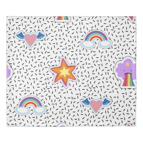 Seamless pattern background with patch cartoon sta duvet cover