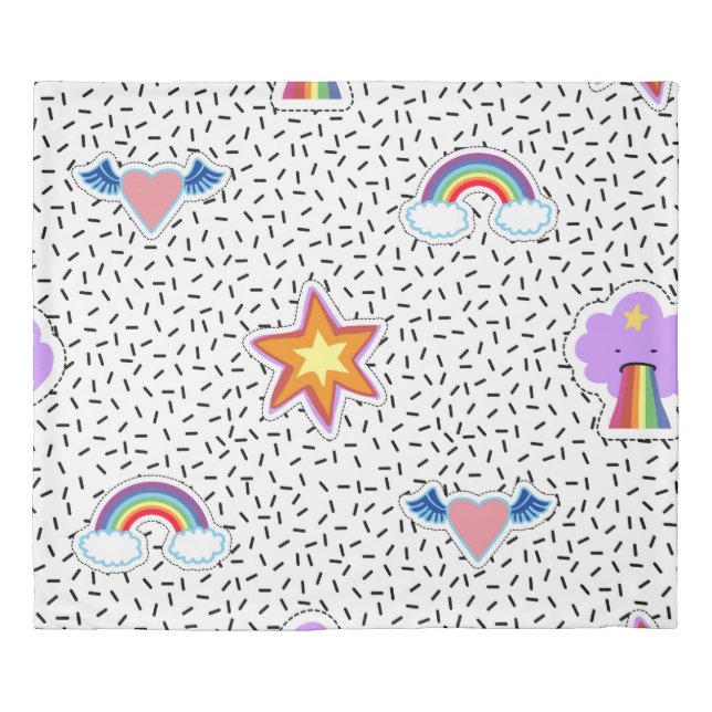 Seamless pattern background with patch cartoon sta duvet cover (Front)