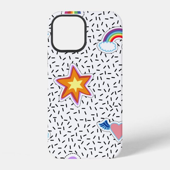 Seamless pattern background with patch cartoon sta iphone case (Back)