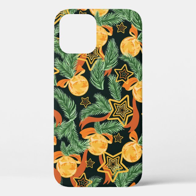seamless pattern background with Pine leaves, star Case-Mate iPhone Case (Back)