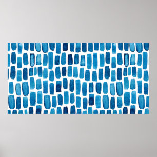 Seamless pattern background with watercolor blue s poster