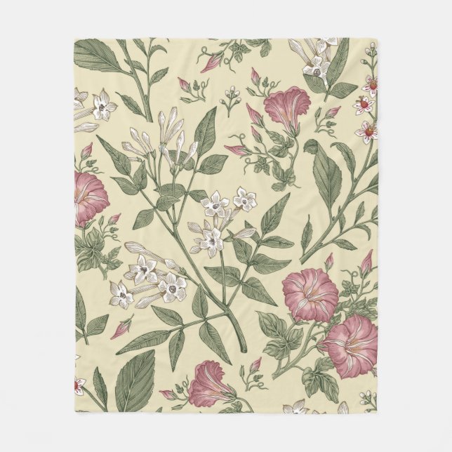 Seamless pattern. Beautiful fabric blooming realis Fleece Blanket (Front)