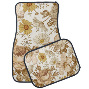 Seamless pattern. Beautiful pink blooming realisti Car Floor Mat