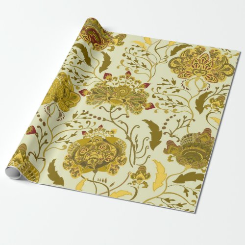 Seamless pattern big indian paisley flowers Tren Wrapping Paper