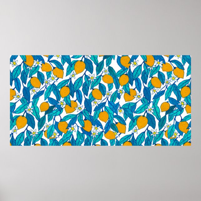 Seamless pattern. Blooming lemon. Flowers neroli.  Poster (Front)