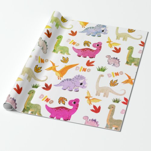 Seamless pattern bright Dinosaur Kids birthday Wrapping Paper