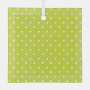 Seamless pattern bright lime polka dot pattern glass ornament