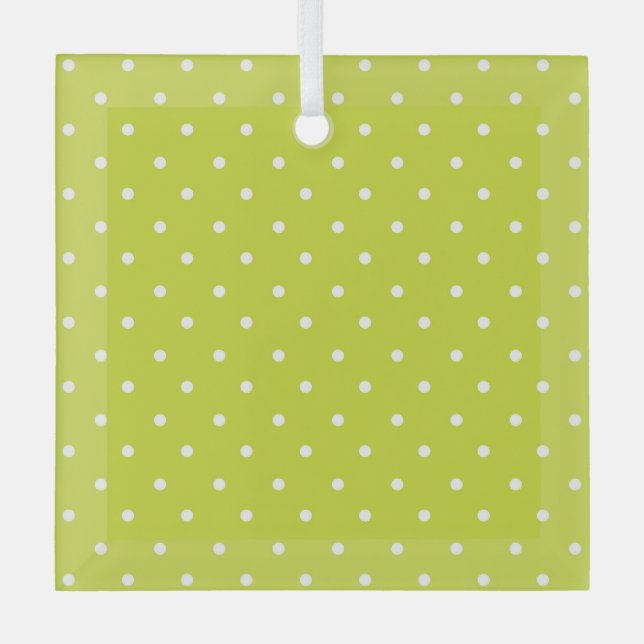 Seamless pattern  bright lime polka dot pattern glass ornament (Front)