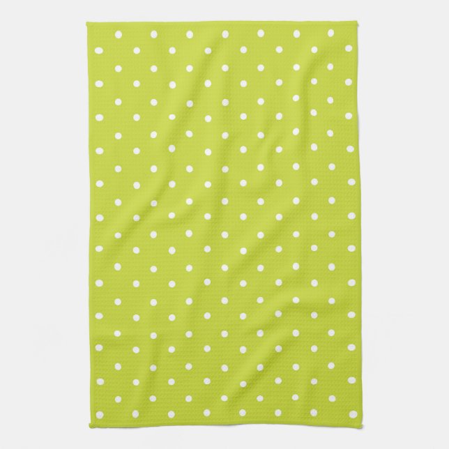 Seamless pattern  bright lime polka dot pattern kitchen towel (Vertical)