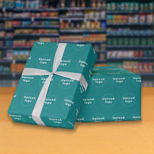 Seamless Pattern Business Logo Teal Wrapping Paper