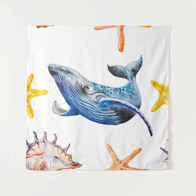 Seamless pattern Caribbean starfish Tapestry (Front)
