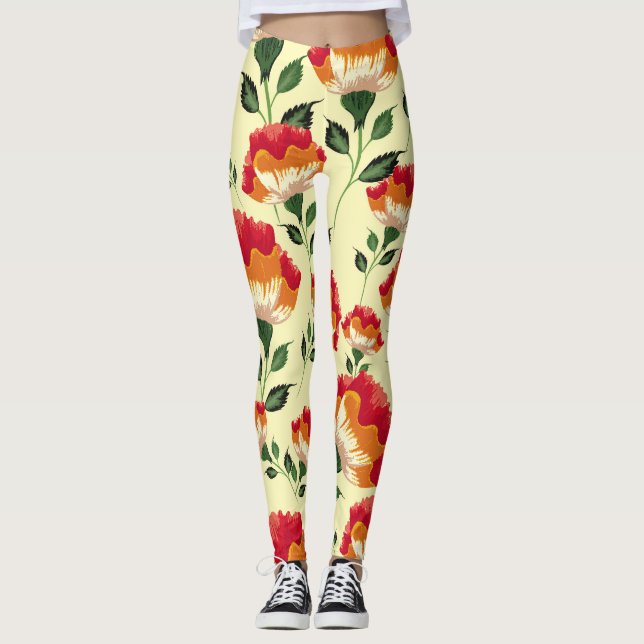 Seamless pattern, colorful flower decoration. leggings (Front)