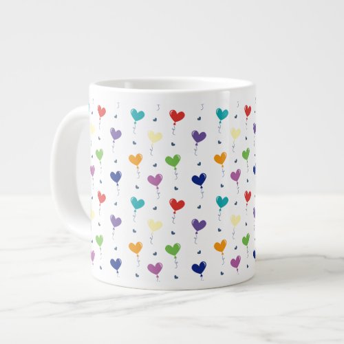 Seamless Pattern Colorful Heart Balloon Giant Coffee Mug