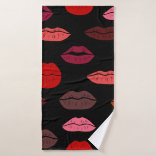 Seamless pattern colorful lips bath towel