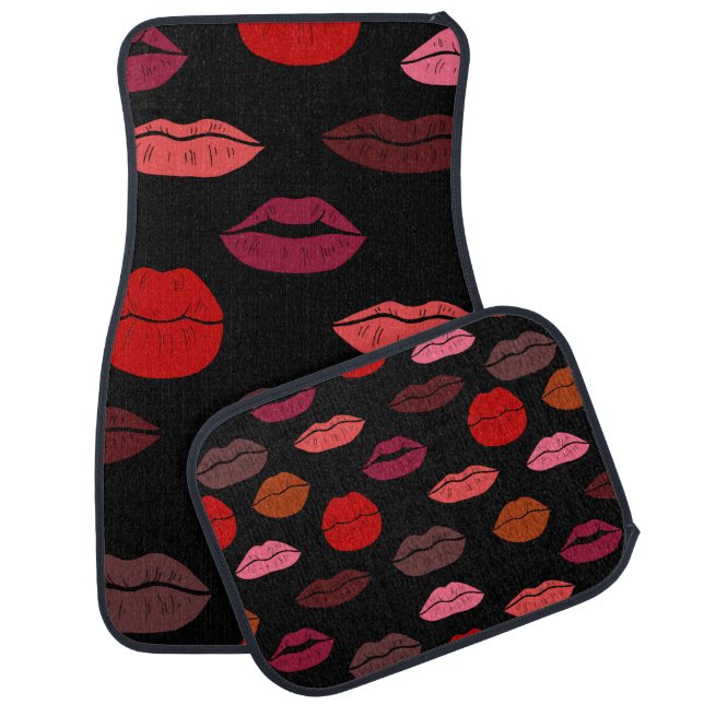 Seamless pattern colorful lips car floor mat (Set)
