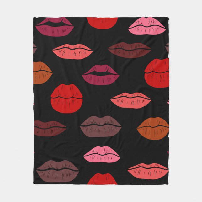 Seamless pattern colorful lips fleece blanket (Front)