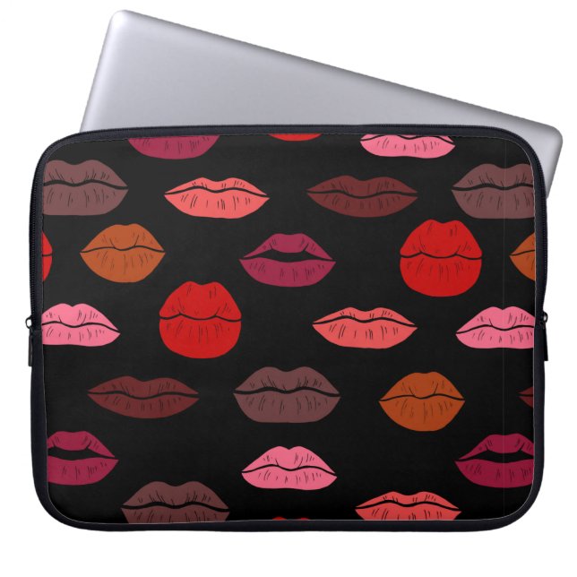 Seamless pattern colorful lips laptop sleeve (Front)