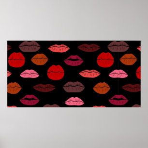 Seamless pattern colorful lips poster
