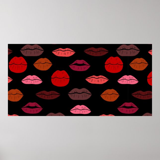 Seamless pattern colorful lips poster (Front)