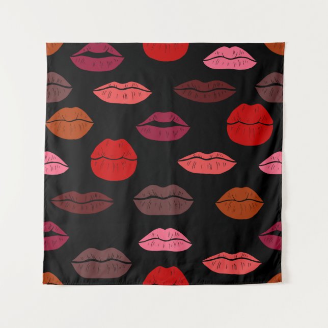 Seamless pattern colorful lips tapestry (Front)