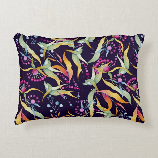seamless pattern consisting of various plants, flo accent pillow (Front)