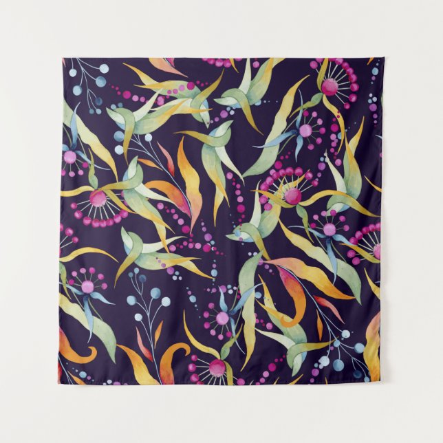 seamless pattern consisting of various plants, flo tapestry (Front)