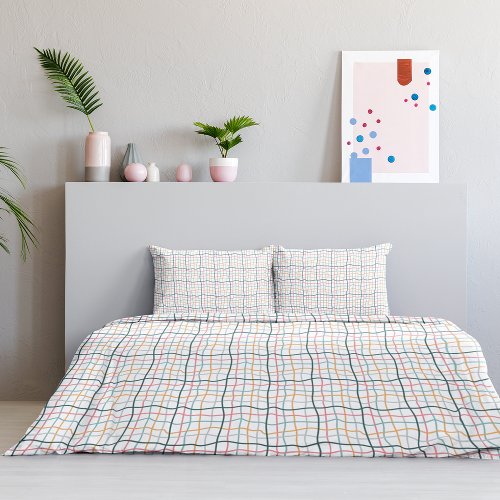 Seamless Pattern Crossing Doodle Lines Sherpa Blan Duvet Cover