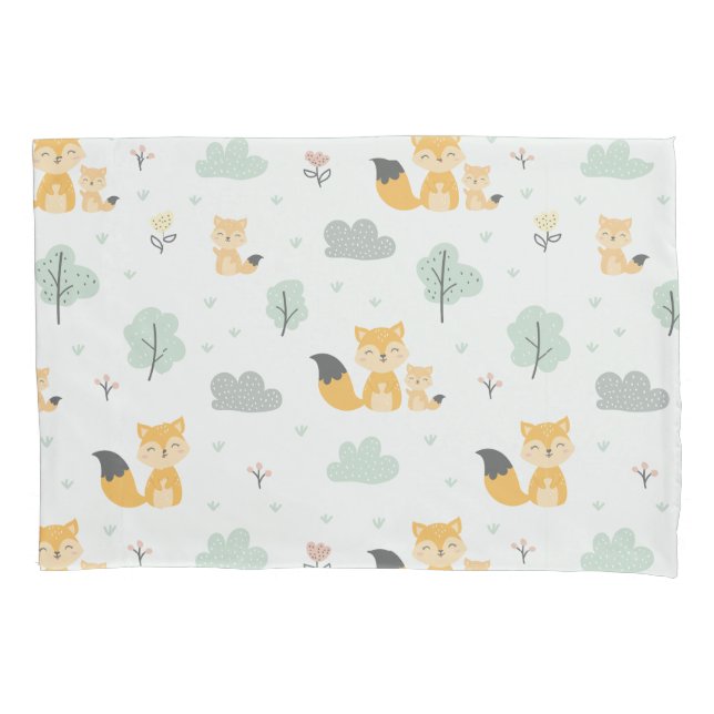 Seamless Pattern Cute Fox Pillow Case (Front)