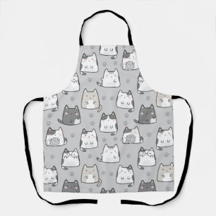 Seamless Pattern Cute Kawaii Cats Apron