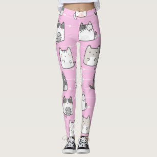 Cat Heads in Outer Space Funny Galaxy Pattern Leggings