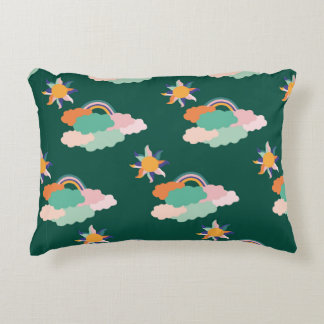 Seamless pattern design with colorful clouds and r accent pillow