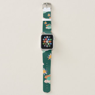 Seamless pattern design with colorful clouds and r apple watch band