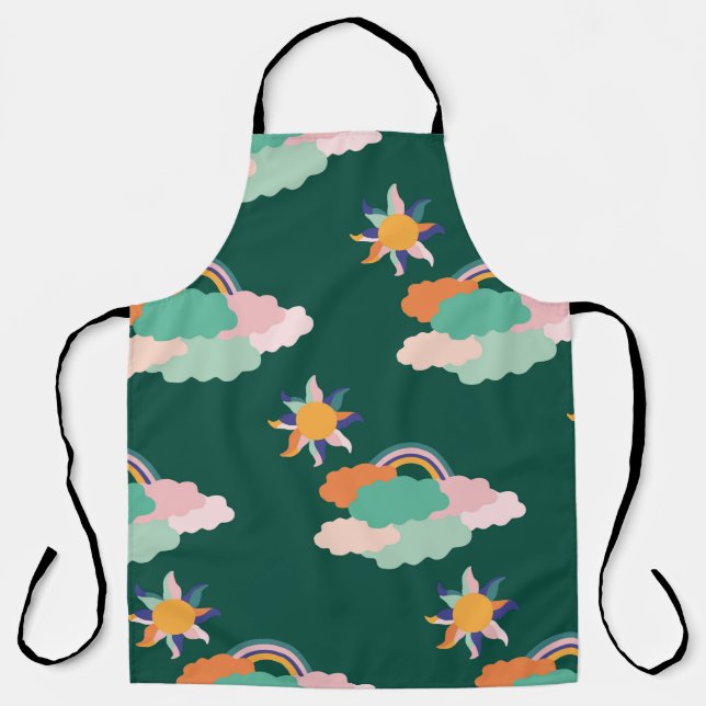 Seamless pattern design with colorful clouds and r apron (Front)