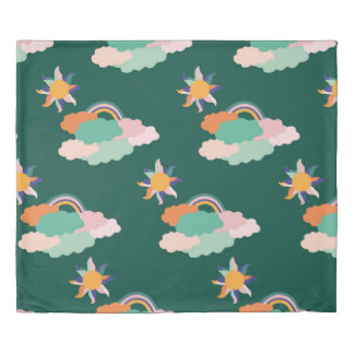 Seamless pattern design with colorful clouds and r duvet cover