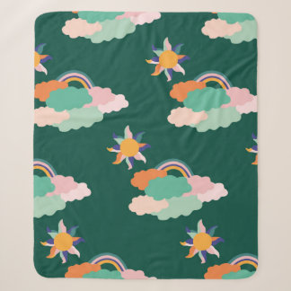Seamless pattern design with colorful clouds and r sherpa blanket