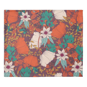 Seamless pattern design with hand drawn flowers an duvet cover