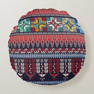 Seamless pattern design with traditional Palestini Round Pillow