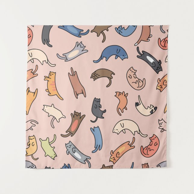 Seamless pattern doodle cats,illustration tapestry (Front)
