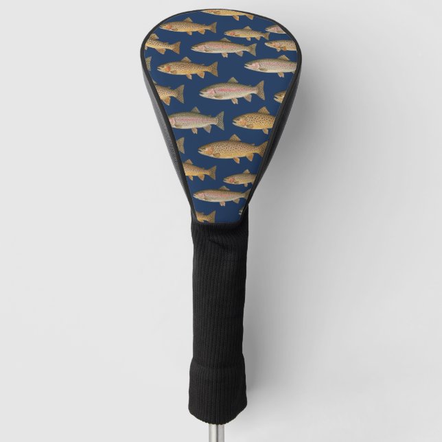 Seamless Pattern Fishing Lover  – Trout Fishing    Golf Head Cover (Front)