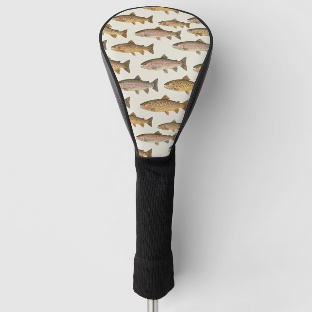 Seamless Pattern Fishing Lover  – Trout Fishing    Golf Head Cover (Front)